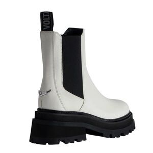 Zadig & Voltaire Ride Chelsea Boots Ice White Leather Lug Sole EU 39 US 8